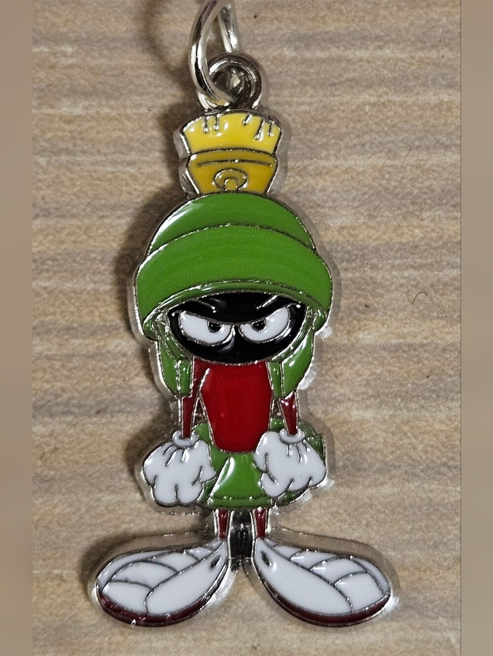 Vintage Warner Bros Marvin The Martian Looney Tunes Silver Enamel Pendant Charm